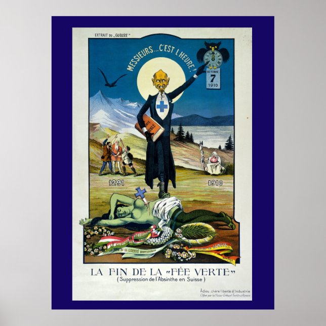 The Death of the Green Fairy, Absinthe Postcard Poster (Front)