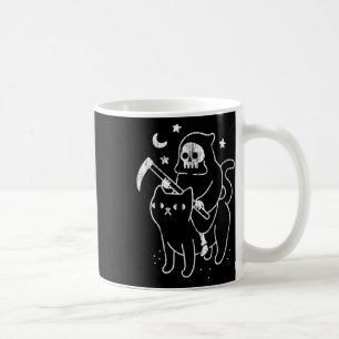 The Death Riding A Cat Fun Halloween Costume Party Coffee Mug