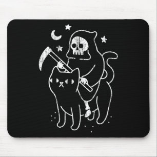 The Death Riding A Cat Fun Halloween Costume Party Mouse Pad