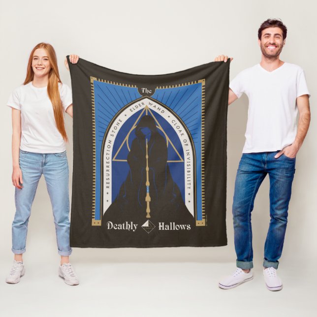 The Deathly Hallows Cloak, Wand, & Stone Fleece Blanket (In Situ)