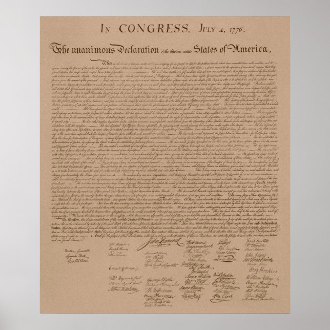 The Declaration of Independence Poster (Front)