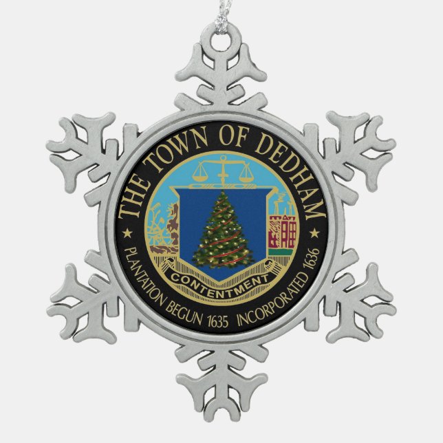 The Dedham Miracle of Christmas Snowflake Snowflake Pewter Christmas Ornament (Front)