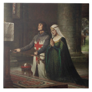 The Dedication (Mediaeval Knight and His Lady) Ceramic Tile
