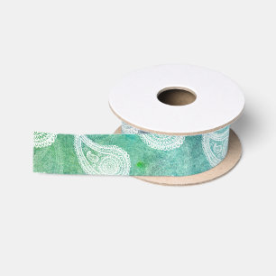 The Deep Blue Paisley Satin Ribbon
