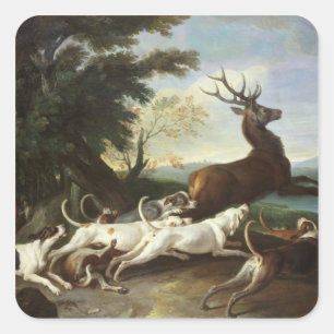 The Deer Hunt, 1718 Square Sticker