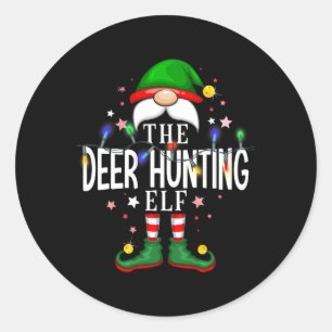 The Deer Hunting Elf Christmas Family Pajama Party Classic Round Sticker