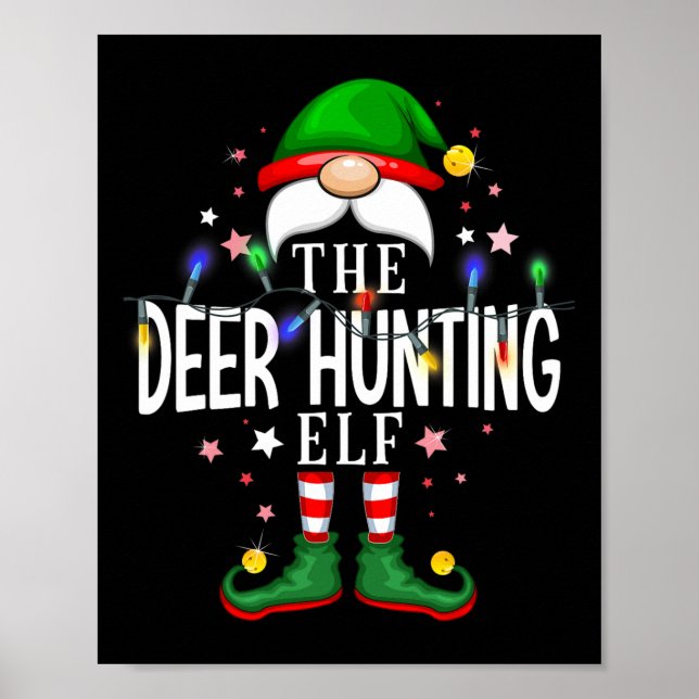 The Deer Hunting Elf Christmas Family Pajama Party Poster (Front)