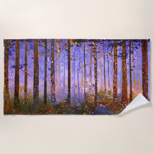 The Deer’s Secret Path  -  Wide Woodland Landscape Beach Towel