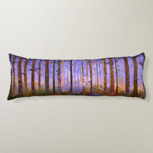 The Deer’s Secret Path - Wide Woodland Landscape Body Cushion