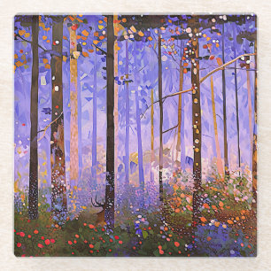 The Deer’s Secret Path - Wide Woodland Landscape Glass Coaster