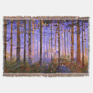 The Deer’s Secret Path - Wide Woodland Landscape Throw Blanket