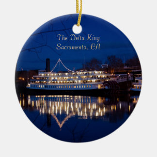 The Delta King at night - Sacramento, CA Ceramic Tree Decoration