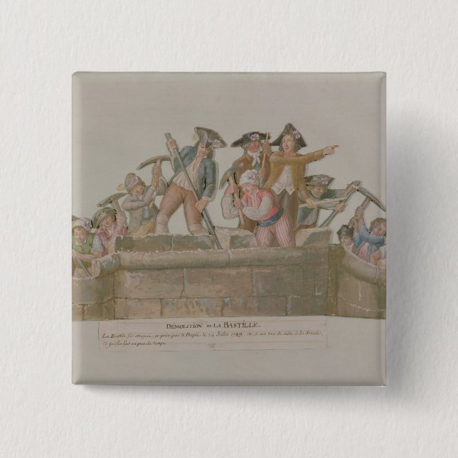 The Demolition of the Bastille, July 1789 15 Cm Square Badge (Front)