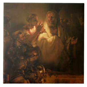 The Denial of St. Peter, 1660 (oil on canvas) Ceramic Tile