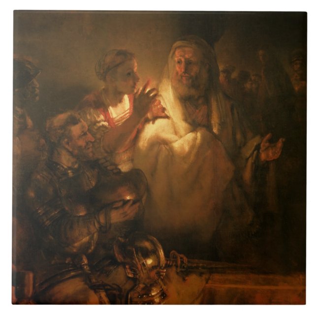 The Denial of St. Peter, 1660 (oil on canvas) Ceramic Tile (Front)