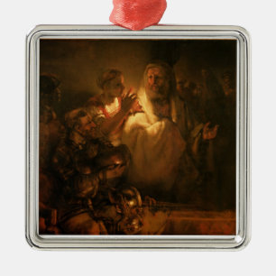 The Denial of St. Peter, 1660 (oil on canvas) Metal Tree Decoration