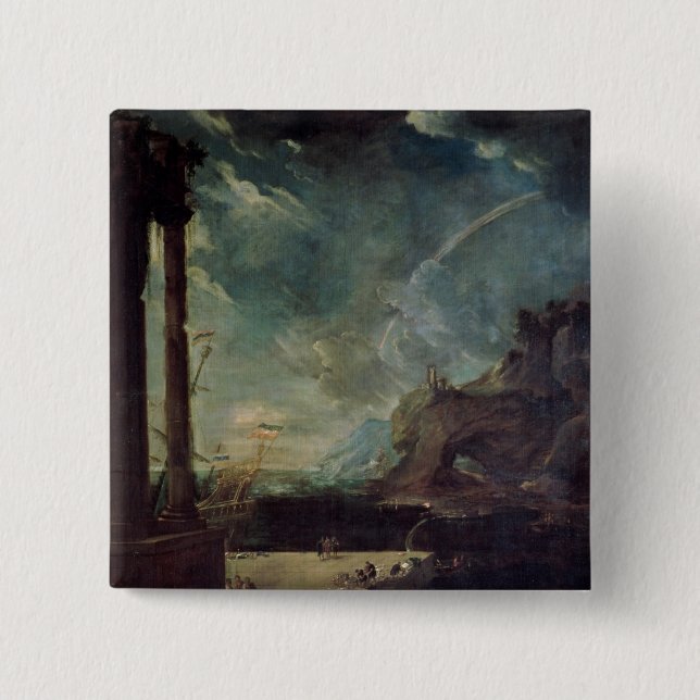 The Departure of Aeneas from Carthage 15 Cm Square Badge (Front)