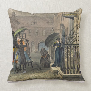 The Departure, plate from 'Poetical Sketches of Sc Cushion