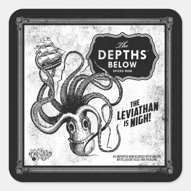The Depths Below Rum Button Square Sticker (Front)