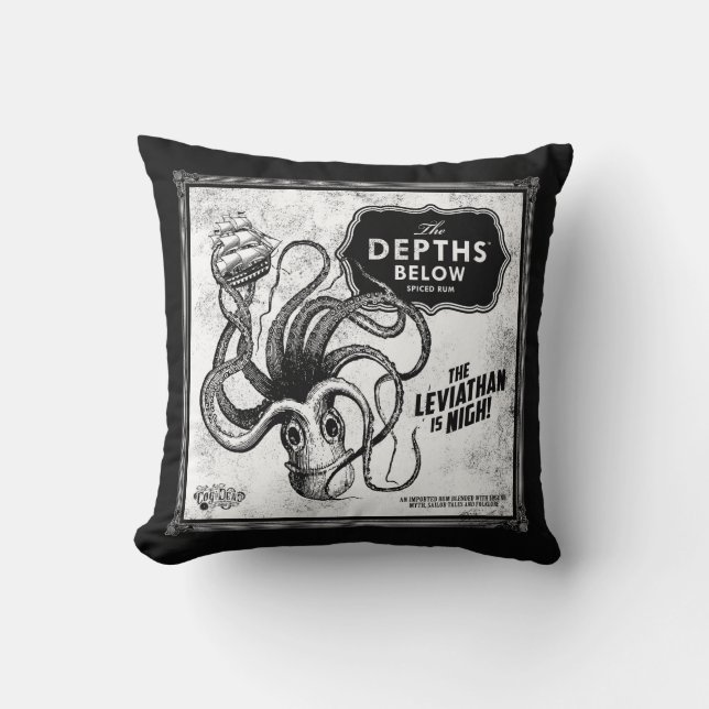The Depths Below Rum Throw Pillow (Front)
