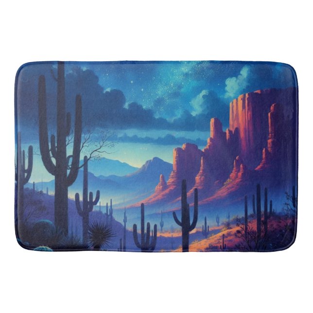 The Desert at night southwestern  Bath Mat (Front)