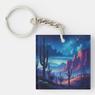 The Desert at night southwestern Key Ring