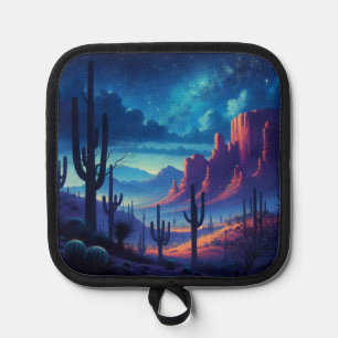The Desert at night southwestern Pot Holder
