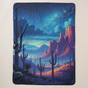 The Desert at night southwestern Sherpa Blanket