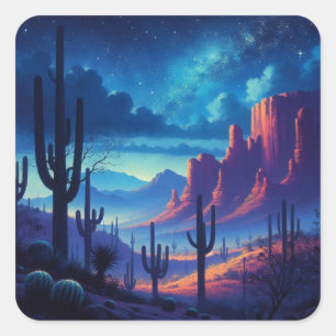 The Desert at night southwestern  Square Sticker