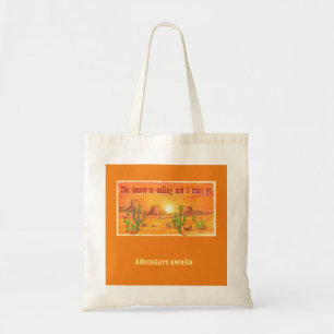 The desert is calling sunset landscape customised tote bag