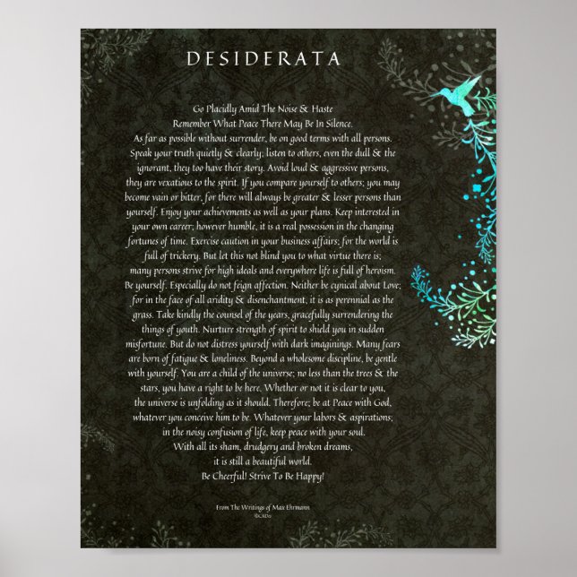 The Desiderata Poem by Max Ehrmann Chalk Art Poster (Front)