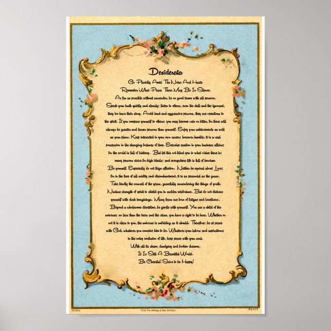 The Desiderata Poem by Max Ehrmann Paris Postcard Poster (Front)