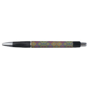 The design features vibrant diamonds and triangles