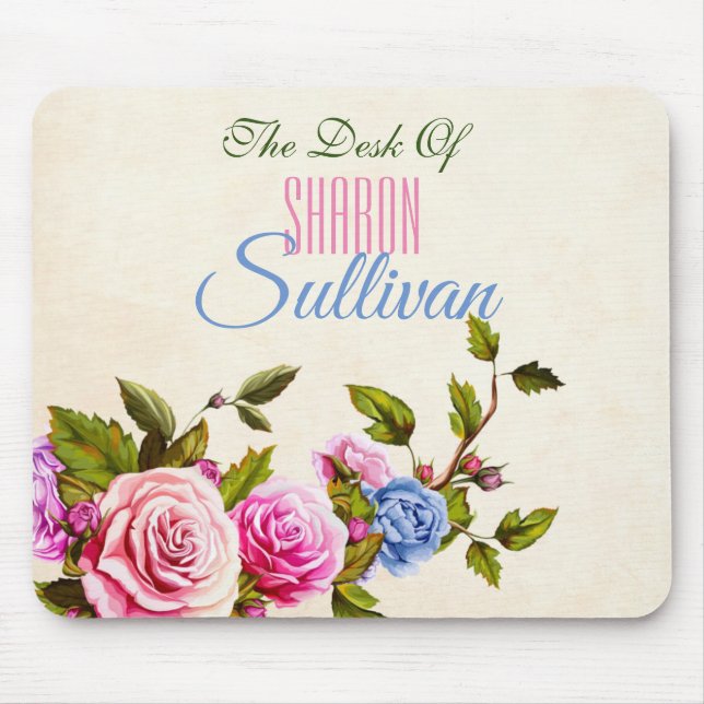 The Desk Of, Roses *personalise* Mouse Pad (Front)