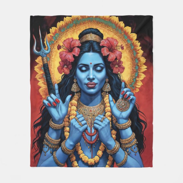 The Destroyer of Evil Goddess Kali Fleece Blanket (Front)