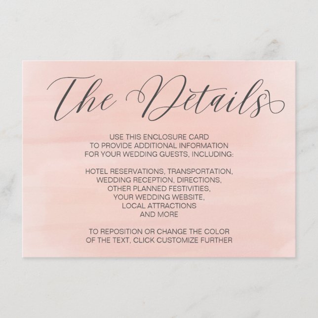 The Details Wedding Invitation Enclosure Card (Front)