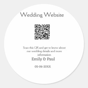 The details wedding website scan QR add couple nam Classic Round Sticker