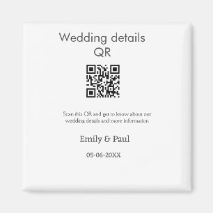 The details wedding website scan QR add couple nam Magnet