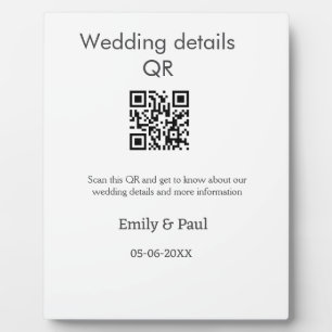 The details wedding website scan QR add couple nam Plaque