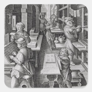 The Development of Printing, plate 5 from 'Nova Re Square Sticker