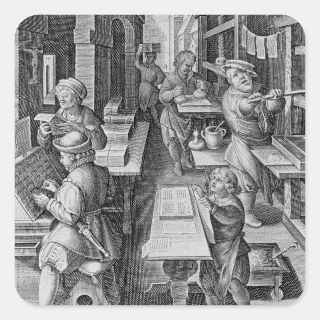 The Development of Printing, plate 5 from 'Nova Re Square Sticker (Front)