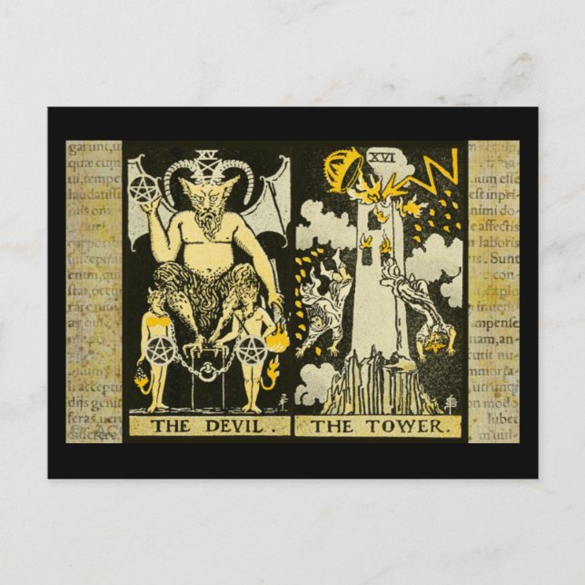 The Devil and The Tower Tarot Postcard (Front)