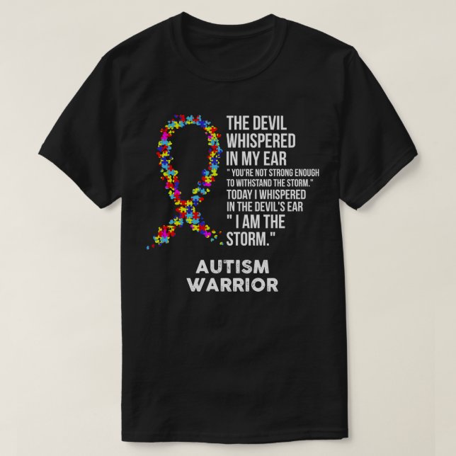 The Devil Autism Awareness Support Ribbon T-Shirt (Design Front)