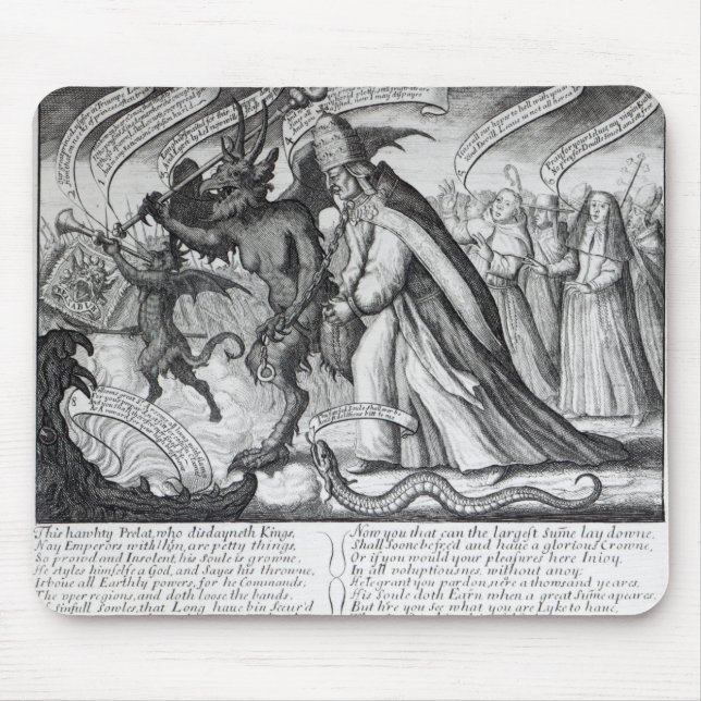 The Devil leading the Pope in Chains, 1680 Mouse Pad (Front)