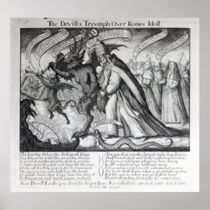 The Devil leading the Pope in Chains, 1680 Poster