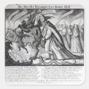 The Devil leading the Pope in Chains, 1680 Square Sticker