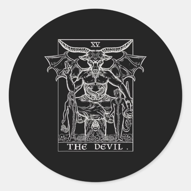The Devil Tarot Card Phomet Gothic Halloween Satan Classic Round Sticker (Front)