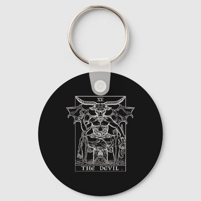 The Devil Tarot Card Phomet Gothic Halloween Satan Key Ring (Front)