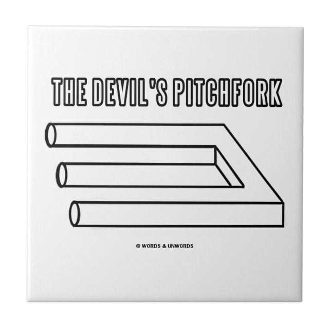 The Devil's Pitchfork (Optical Illusion) Ceramic Tile (Front)