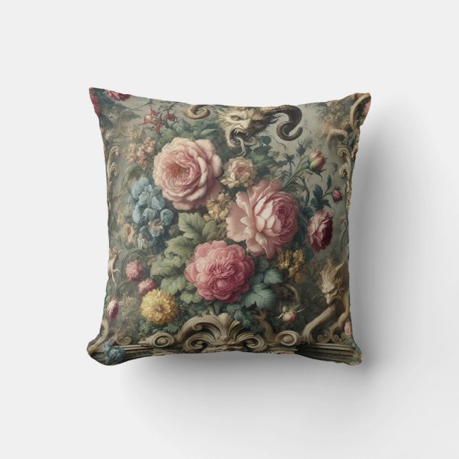 The Devourer of Bloom & Bone – Gothic Victorian Cushion (Front)